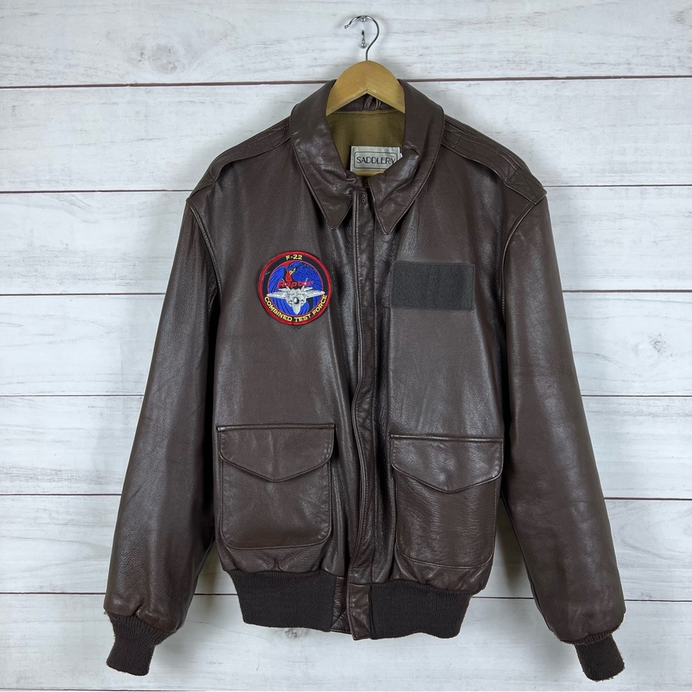 Vintage Bomber Saddlery Leather Jacket Size 42L